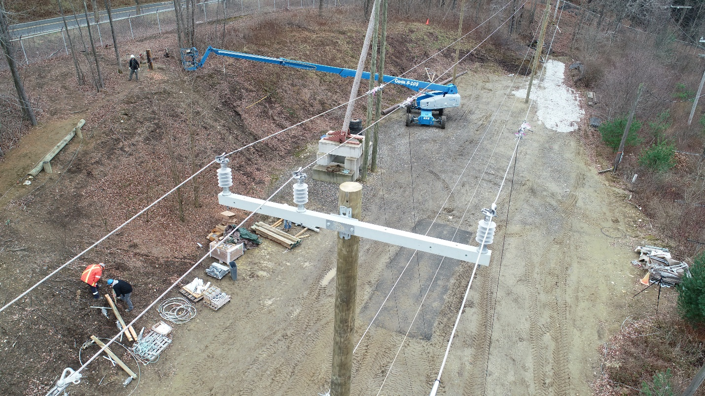 In some cases, utilities must place all three phases on the crossarm. Full-scale testing showed that the utility could expect all three phases to break away from the crossarm, but the pole remained undamaged. 'Saving the pole' is a design priority when trying to improve storm restoration times.